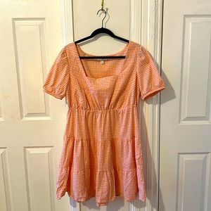 Morgan Taylor short sleeved short prairie dress pink checkers size 1x